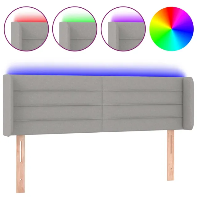 Tête de lit à LED Gris clair 147x16x78/88 cm Tissu