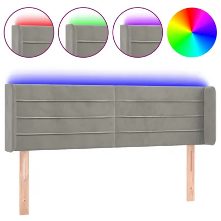 Tête de lit à LED Gris clair 147x16x78/88 cm Velours 2