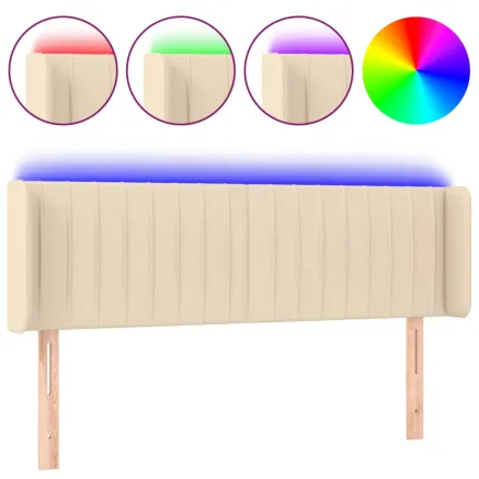 Tête de lit à LED Crème 147x16x78/88 cm Tissu 2