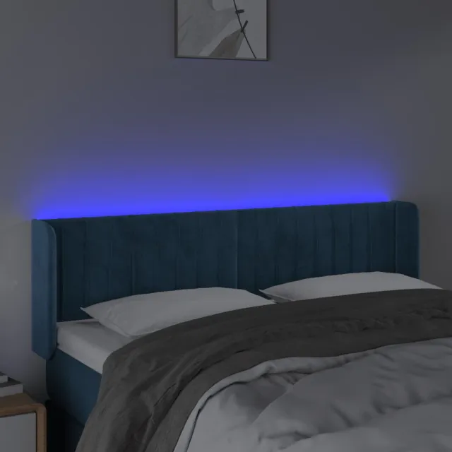 Tête de lit à LED Bleu foncé 147x16x78/88 cm Velours