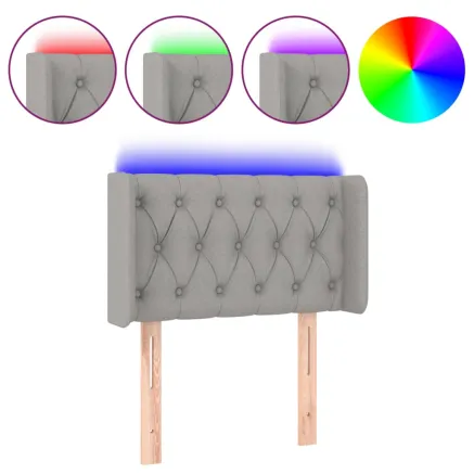 Tête de lit à LED Gris clair 83x16x78/88 cm Tissu 2