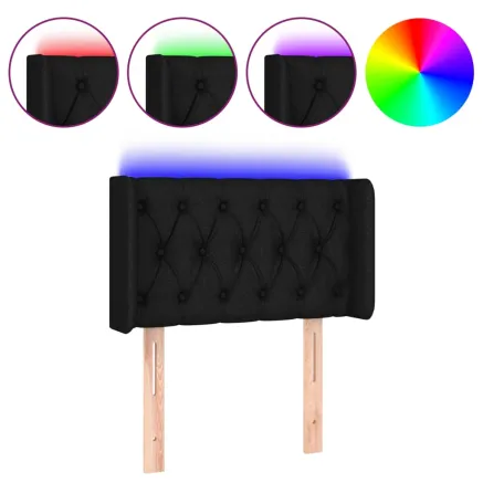 Tête de lit à LED Noir 83x16x78/88 cm Tissu 2