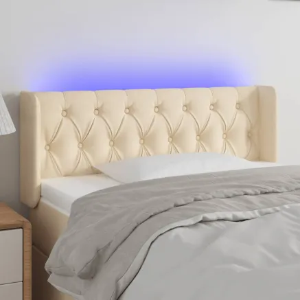 Tête de lit à LED Crème 93x16x78/88 cm Tissu