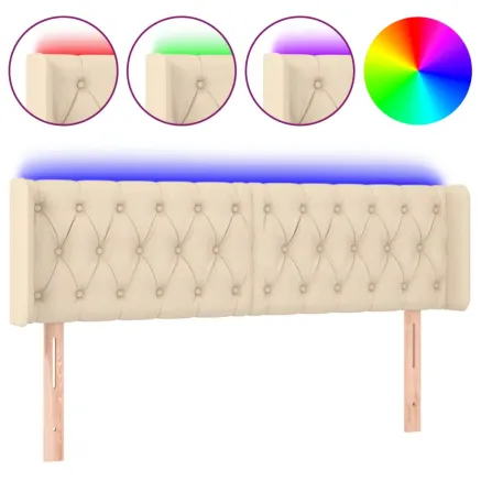 Tête de lit à LED Crème 147x16x78/88 cm Tissu 2