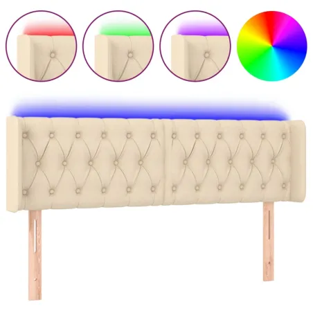 Tête de lit à LED Crème 147x16x78/88 cm Tissu
