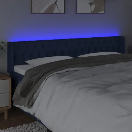 Tête de lit à LED Bleu 183x16x78/88 cm Tissu
