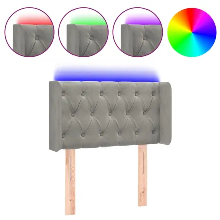 Tête de lit à LED Gris clair 83x16x78/88 cm Velours 2