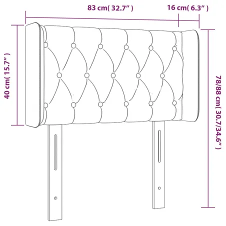 Tête de lit à LED Bleu foncé 83x16x78/88 cm Velours