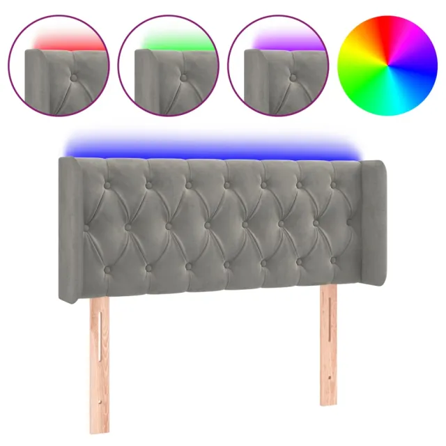 Tête de lit à LED Gris clair 103x16x78/88 cm Velours