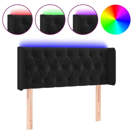 Tête de lit à LED Noir 103x16x78/88 cm Velours 2