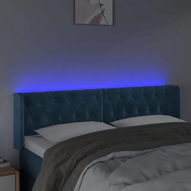 Tête de lit à LED Bleu foncé 147x16x78/88 cm Velours