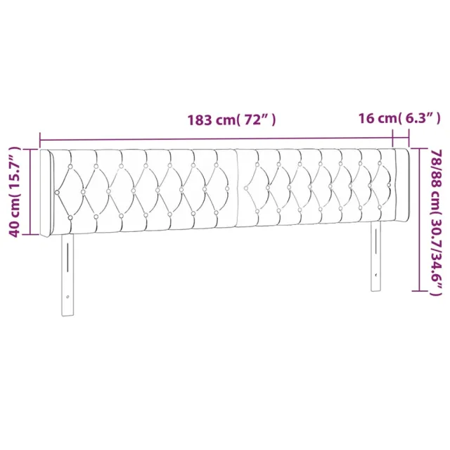 Tête de lit à LED Vert foncé 183x16x78/88 cm Velours