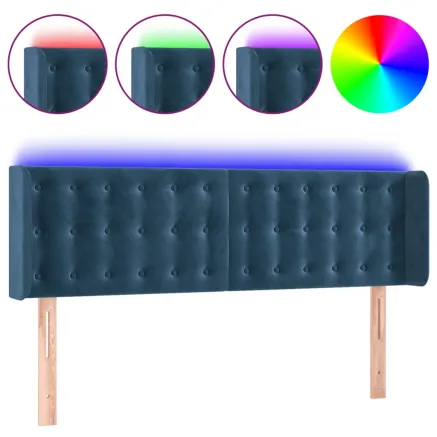 Tête de lit à LED Bleu foncé 147x16x78/88 cm Velours 2