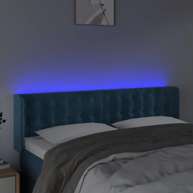 Tête de lit à LED Bleu foncé 147x16x78/88 cm Velours