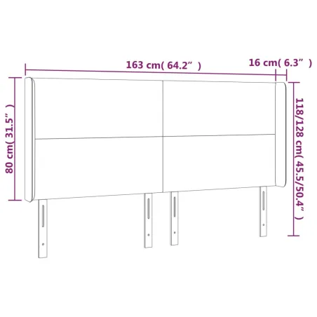 Tête de lit à LED Crème 163x16x118/128 cm Tissu