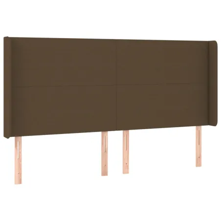 Tête de lit à LED Marron foncé 203x16x118/128 cm Tissu