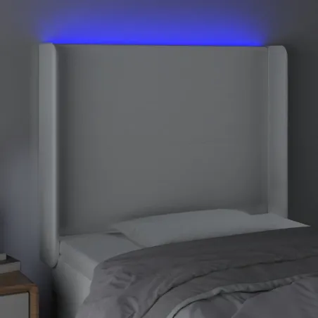 Tête de lit à LED Blanc 103x16x118/128 cm Similicuir