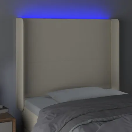 Tête de lit à LED Crème 103x16x118/128 cm Similicuir