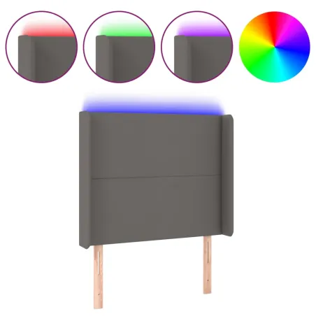 Tête de lit à LED Gris 103x16x118/128 cm Similicuir