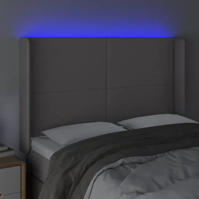Tête de lit à LED Gris 147x16x118/128 cm Similicuir