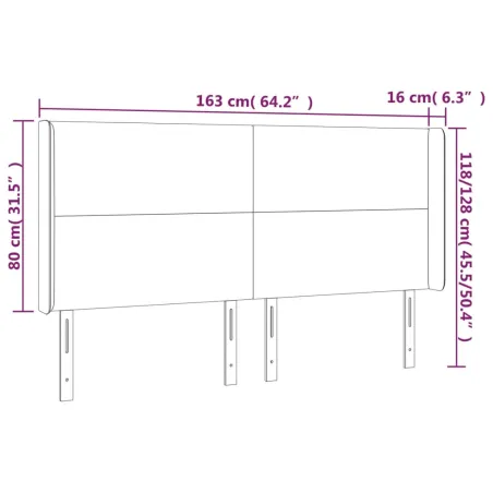 Tête de lit à LED Crème 163x16x118/128 cm Similicuir