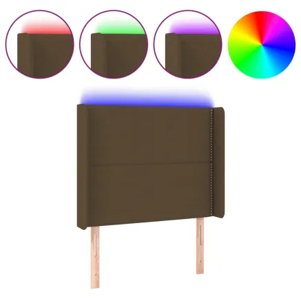 Tête de lit à LED Marron foncé 83x16x118/128 cm Tissu 2