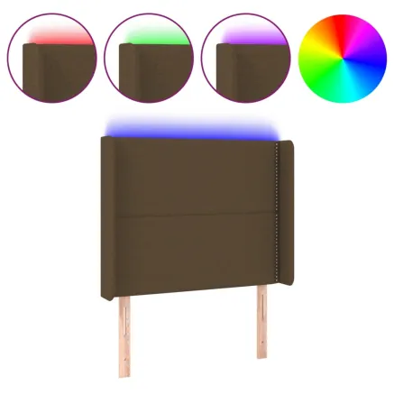 Tête de lit à LED Marron foncé 93x16x118/128 cm Tissu 2