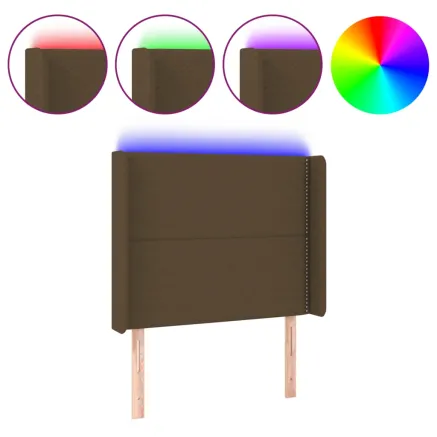 Tête de lit à LED Marron foncé 103x16x118/128 cm Tissu 2
