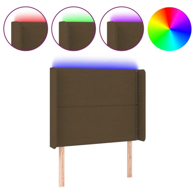 Tête de lit à LED Marron foncé 103x16x118/128 cm Tissu