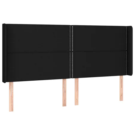 Tête de lit à LED Noir 183x16x118/128 cm Tissu