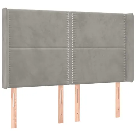 Tête de lit à LED Gris clair 147x16x118/128 cm Velours