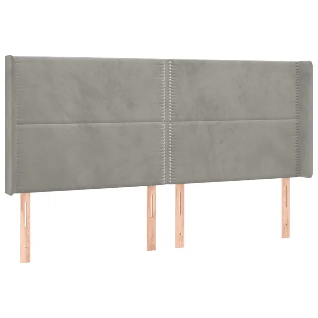 Tête de lit à LED Gris clair 203x16x118/128 cm Velours