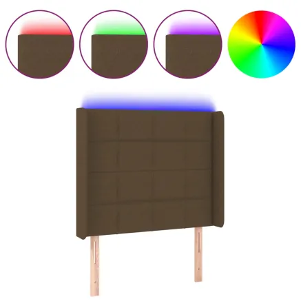 Tête de lit à LED Marron foncé 83x16x118/128 cm Tissu 2