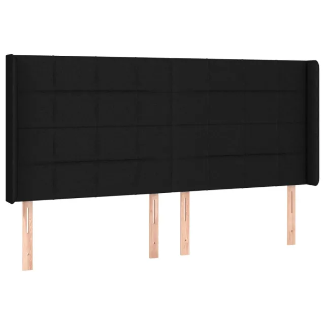 Tête de lit à LED Noir 203x16x118/128 cm Tissu