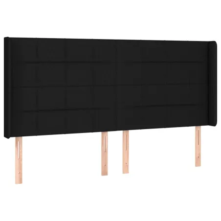 Tête de lit à LED Noir 203x16x118/128 cm Tissu