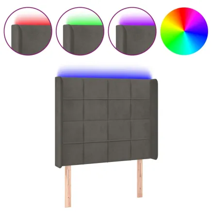 Tête de lit à LED Gris foncé 83x16x118/128 cm Velours 2