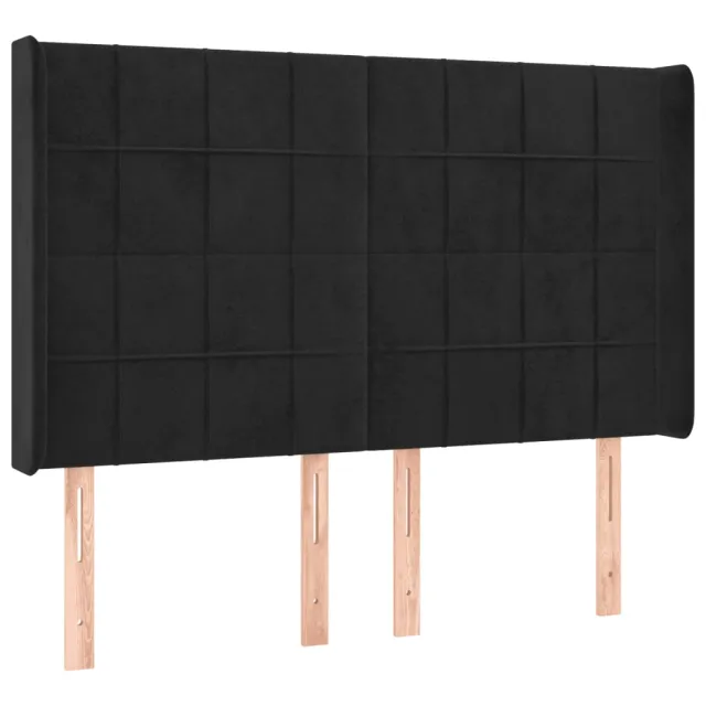 Tête de lit à LED Noir 147x16x118/128 cm Velours