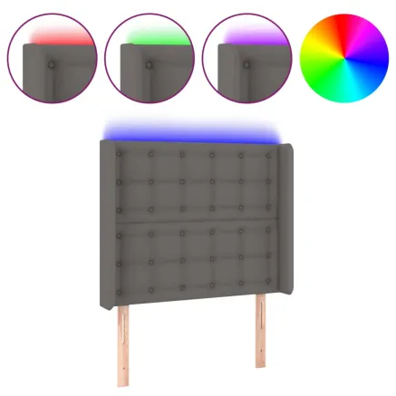 Tête de lit à LED Gris 93x16x118/128 cm Similicuir 2