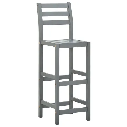 Tabourets de bar lot de 4 gris bois d'acacia massif 2