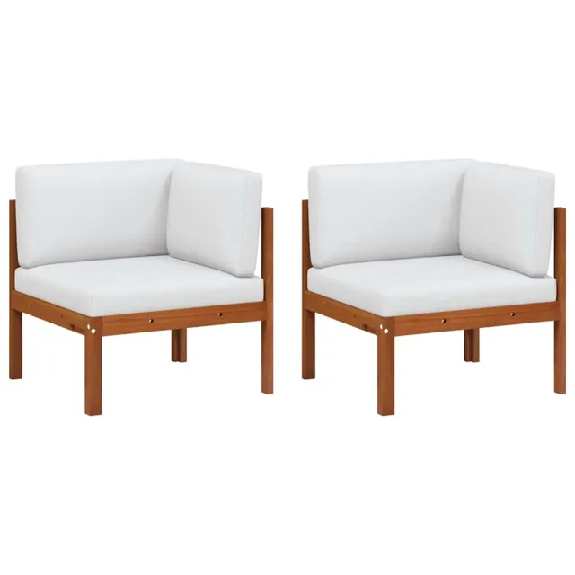 Canapés d'angle de jardin 2 pièces avec coussins Bois d'acacia et corde