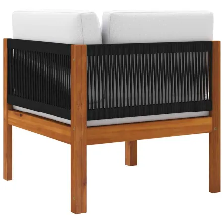 Canapés d'angle de jardin 2 pièces avec coussins Bois d'acacia et corde