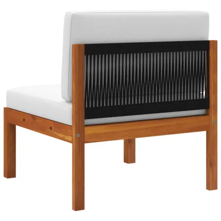 Salon de jardin 2 pièces avec coussins en bois d'acacia et corde