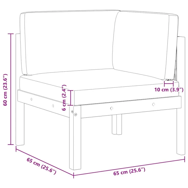 Canapé d'angle de jardin avec coussins en bois d'acacia et corde