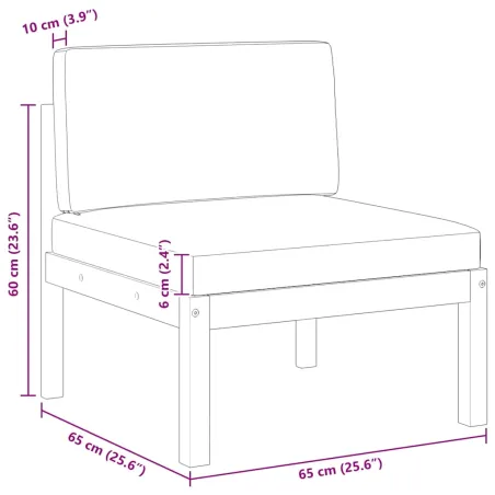 Canapé de jardin central avec coussins en bois d'acacia et corde