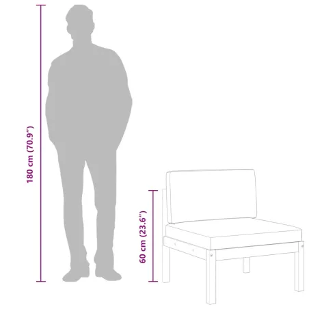 Canapé de jardin central avec coussins en bois d'acacia et corde