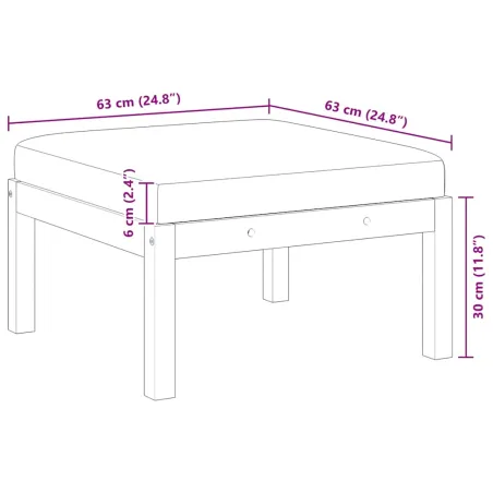 Repose-pied de jardin avec coussin Bois d'acacia massif