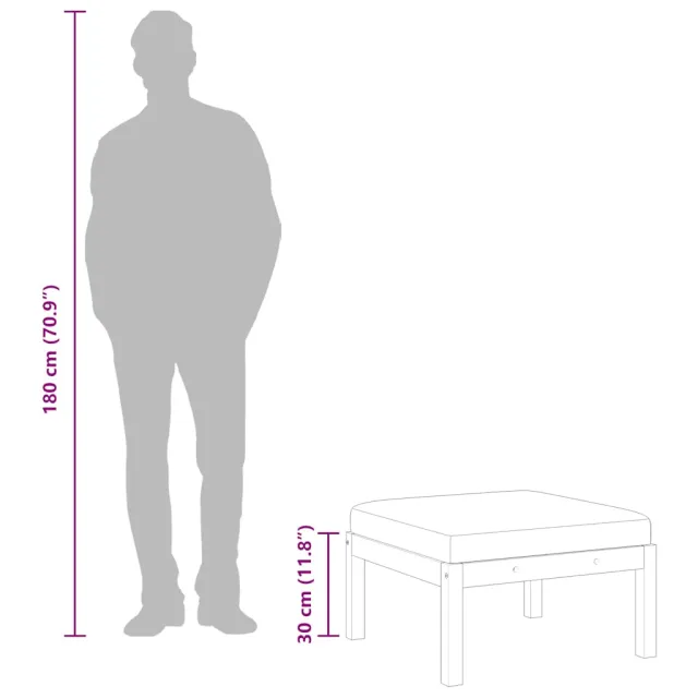 Repose-pied de jardin avec coussin Bois d'acacia massif