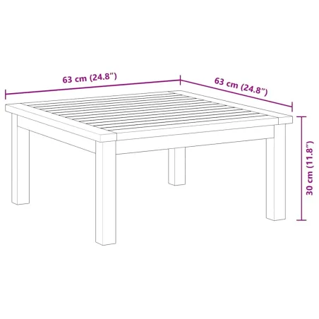 Table de salon de jardin 63x63x30 cm Bois solide d'acacia