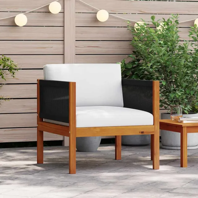 Chaise de jardin avec coussin Bois d'acacia solide