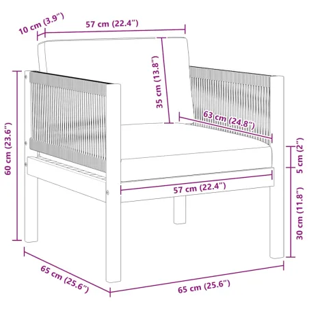 Chaise de jardin avec coussin Bois d'acacia solide